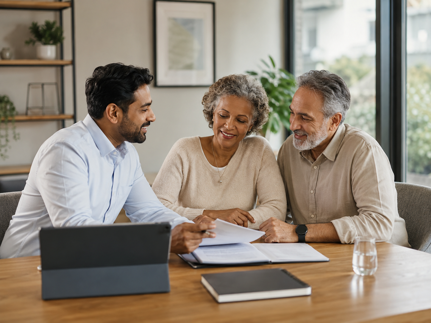 An advisor reviewing documents with a couple