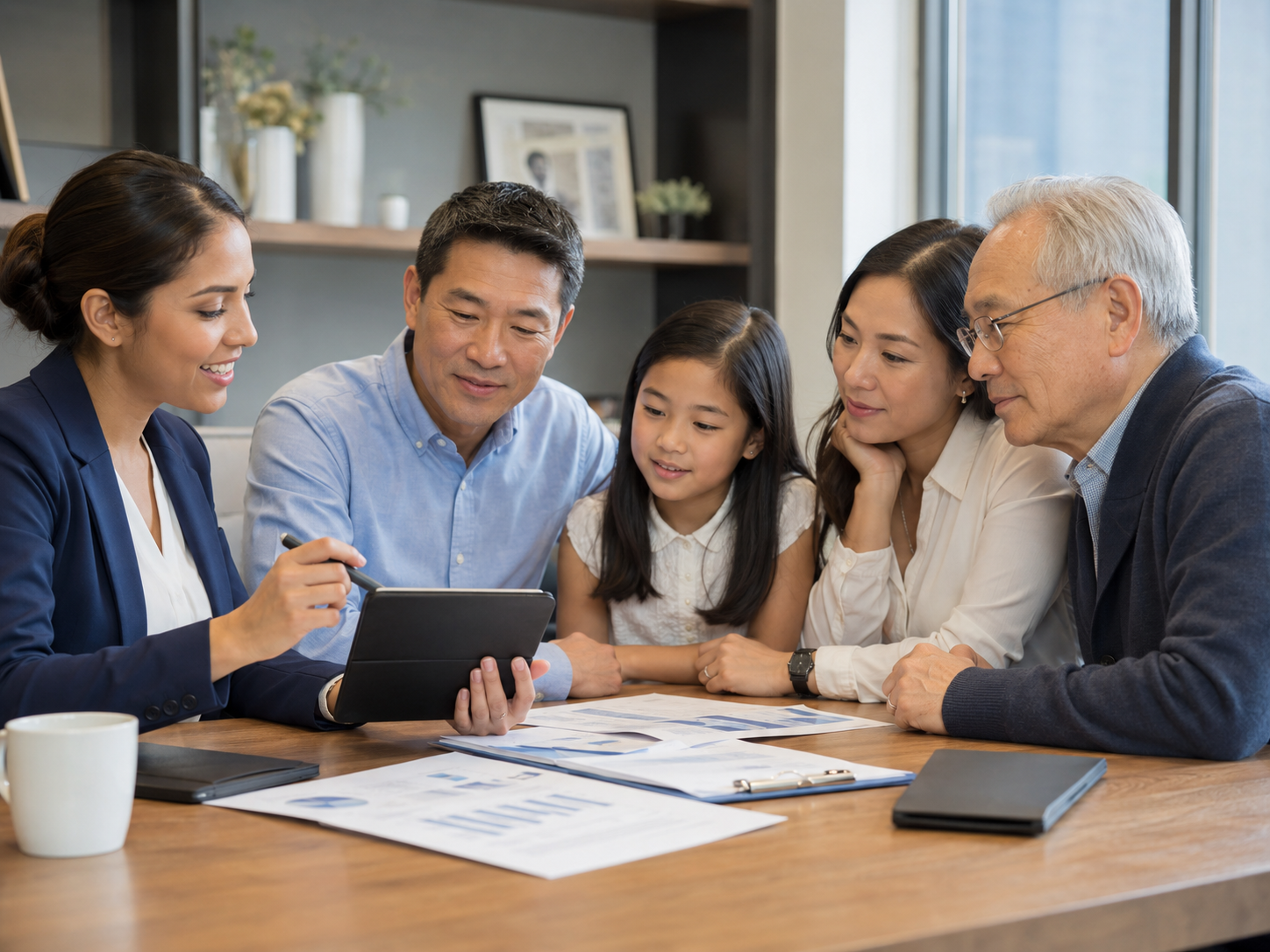 An advisor meeting with a multigenerational family